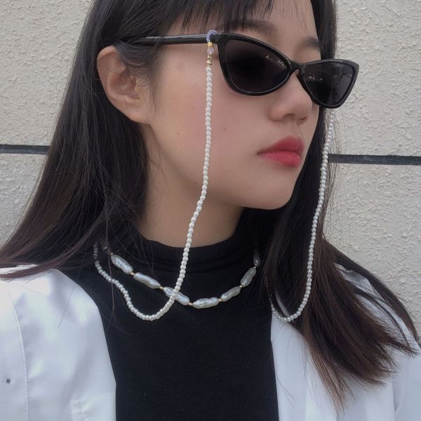 

jewelry simple handmade beaded geometric beads accessories pearl accessories women's palace pearl necklace single item glasses chain, Blue