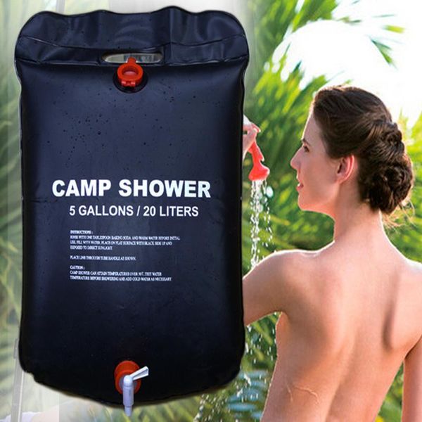 

solar shower bag foldable heated camp pvc water bag outdoor camping travel hiking climbing bbq picnic water storage durable 20l