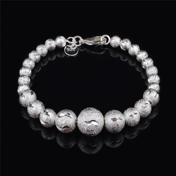 

2020 new fashion design sterling silver plated frosted beads bracelet fashion jewelry pretty cute wedding gift, Black