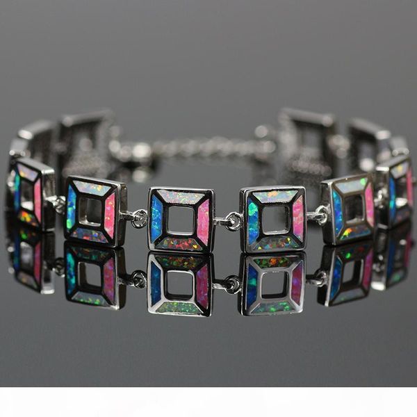 

2016 новая мода огненный опал площади серебряный браслет форма muticolor friendship браслеты браслеты женский подарок ювелирных изделий sl00, Black