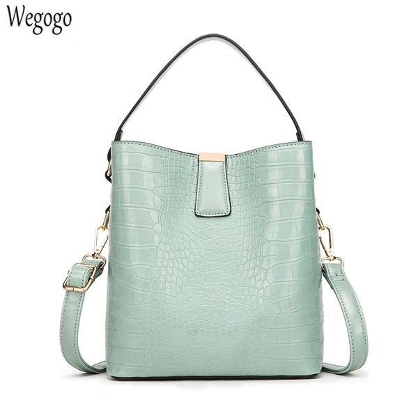 

retro new bucket bags women crocodile pattern handbag capacity casual crocodile shoulder messenger bags ladies pu purse