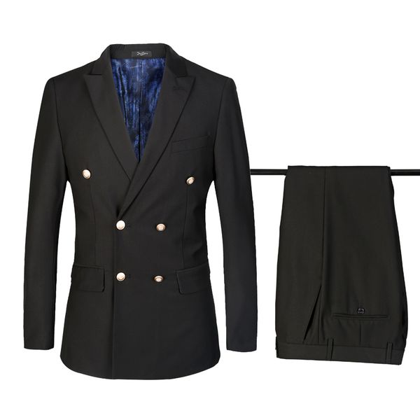 

double breasted suits men 2020 new arrival male suit 2 pieces jacket+pants fashion men's plus suit flower lining, White;black