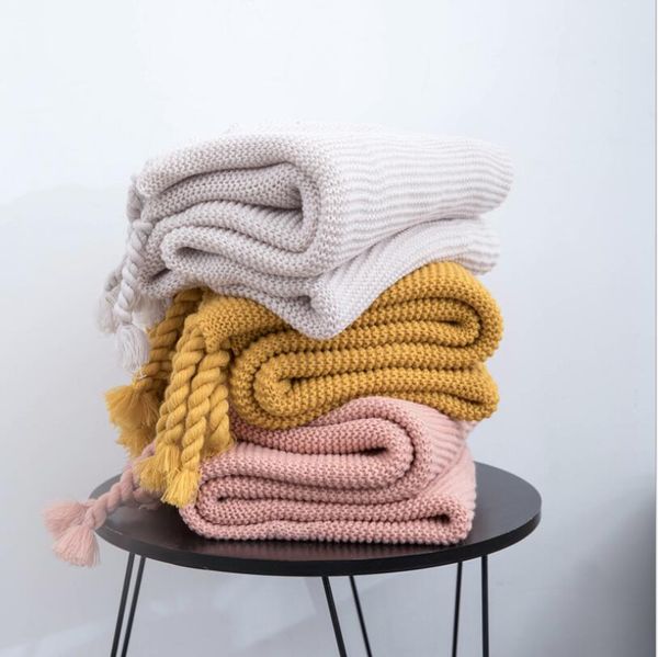 Coperta per divano nuova copertura in lana per letto in maglia acrilica per la fotografia domestica in ufficio Coperte in lana per casa da viaggio in auto