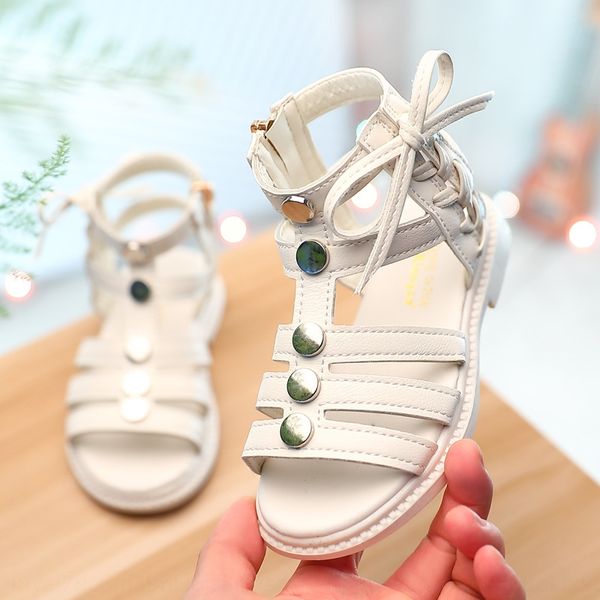 

rxi9h girls' sandals 2020 new sandals korean style roman shoes medium and large children's high-boots side zipper high-children&#0, Black;red