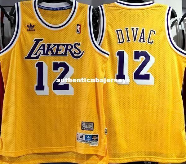 

yellow vlade divac #12 sewn vintage jersey mens vest size xs-6xl stitched basketball jerseys ncaa, Gray