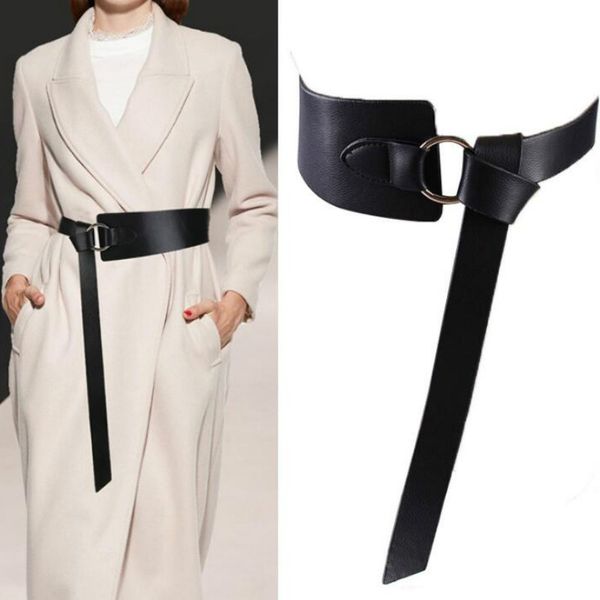 

new black wide corset leather belt female tie obi waistband thin brown bow leisure belts for women wedding dress waistband lady, Black;brown