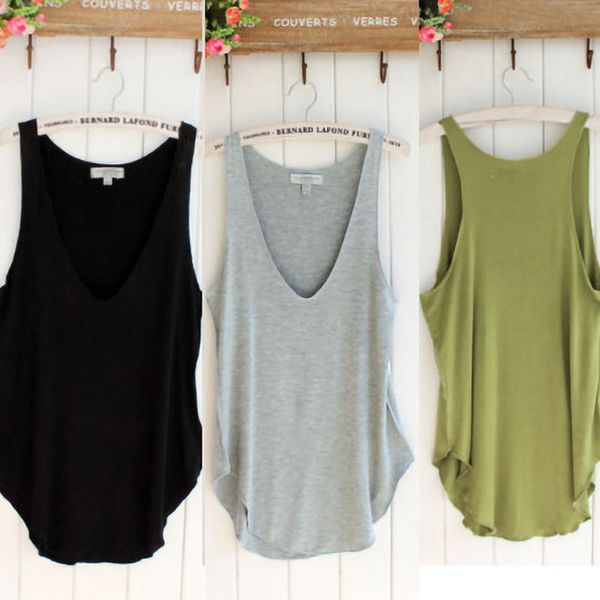 

women loose vest tank solid sleeveless v neck vest tank women clothes, White