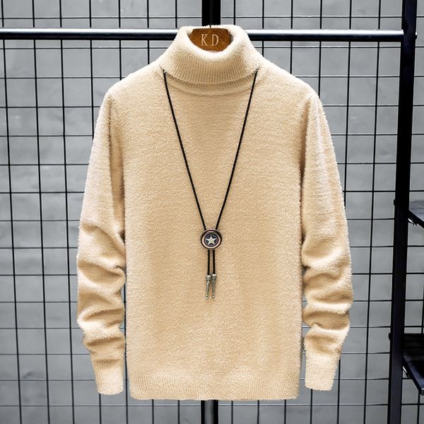 

men's sweaters thick warm men sweater 2021 winter fashion knitted mens turtleneck cashmere pullovers brand clothing knitwear, White;black