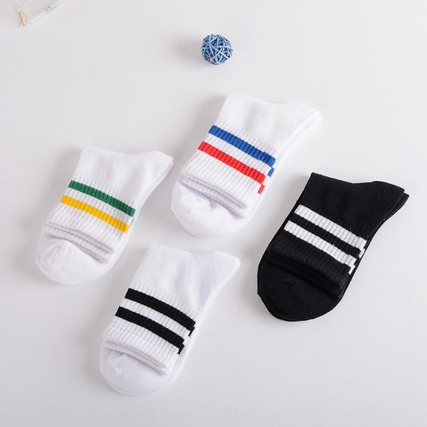 

autumnstyle two-bar sports cotton striped middle tube men and socksparallel bars couple socks women couple socks, Black