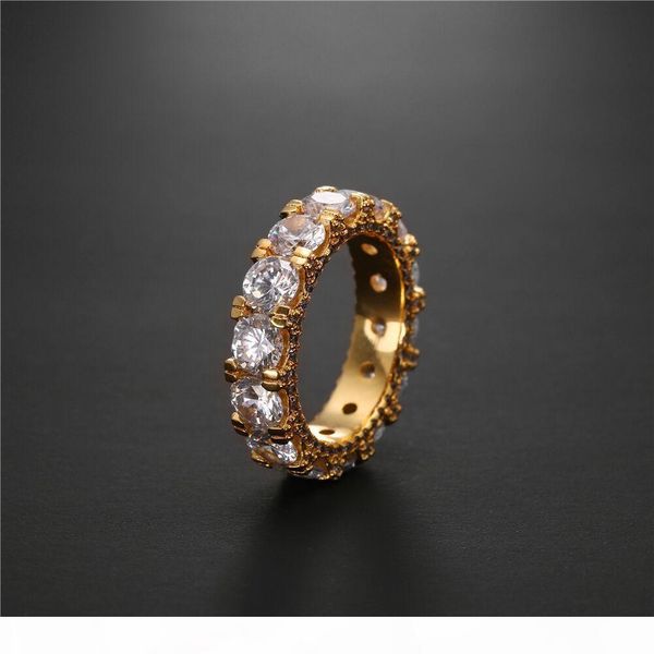 

new zirconia cuban 1row circle ring micro pave cz copper jewelry gold and silver tennis rings