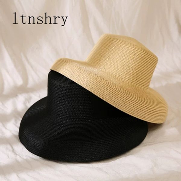 

black sun hats bucket cap for women summer straw hat flat female fashion beach hat panama hats chapeu feminino cx200714, Blue;gray