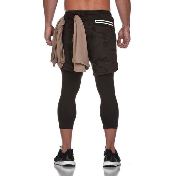 

men summer fitness short joggers sportwear mens compression sporting with built-in pockets gymwear kg-18, Black
