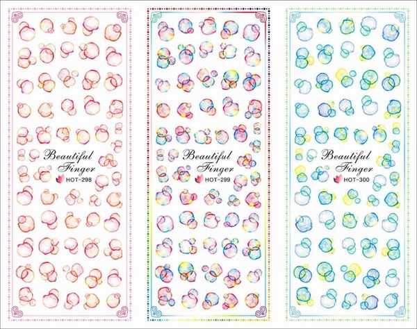 

stickers & decals 3 sheet/lot round dot series bubble flower large sheet water transfer sticker for diy nail art decal, Black