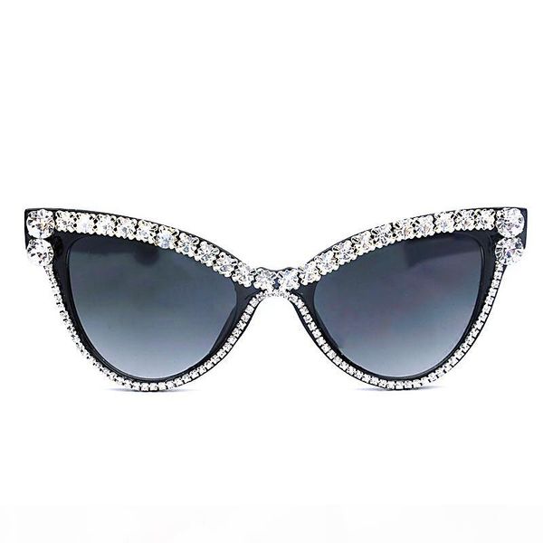 

cute women cat eye sunglasses vintage brand designer crystal diamond frame glasses gradient sun glasses for female uv400 y200619, White;black
