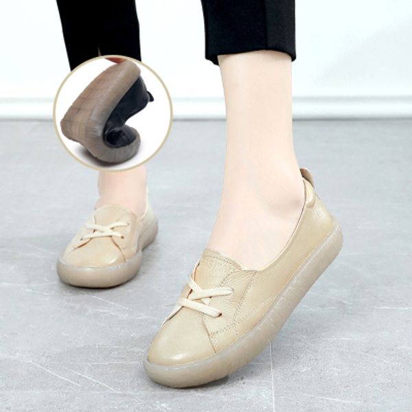 

2020 autumn breathable comfortable wild leather soft bottom soft surface mother shoes women, Black