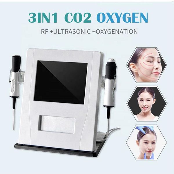 

3 in 1 co2 bubble deep cleaning oxygen jet ultrasound rf facial skin anti-aging brightening beauty salon equipment, Black;white