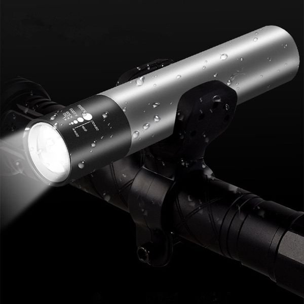 

flashlights torches usb rechargeable zoom xml-t6 led bicycle lamp light torch + built-in 1*18650 battery