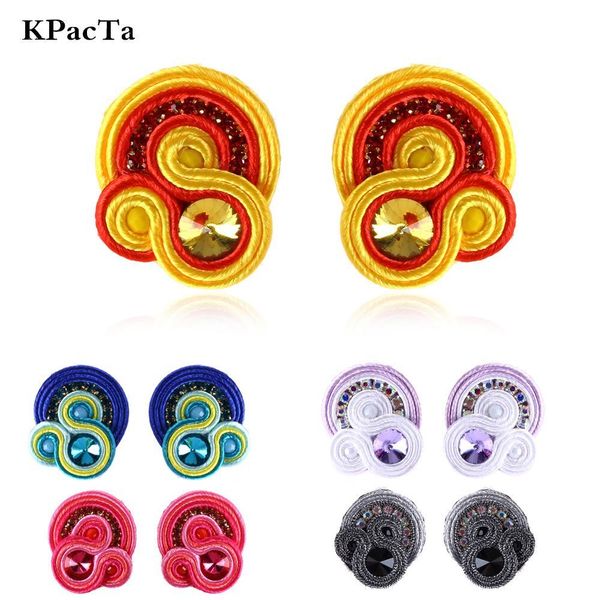 

kpacta new handmade weaving soutache drop earring ethnic jewelry female crystal earring banquet accessories boucle d'oreille, Silver