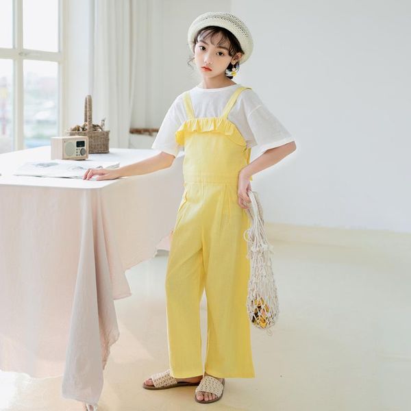 

teen girls jumpsuit for children overalls 2020 summer kids sleeveless casual jumpsuit for girls clothing 6 7 8 10 12 14 16 year, Blue