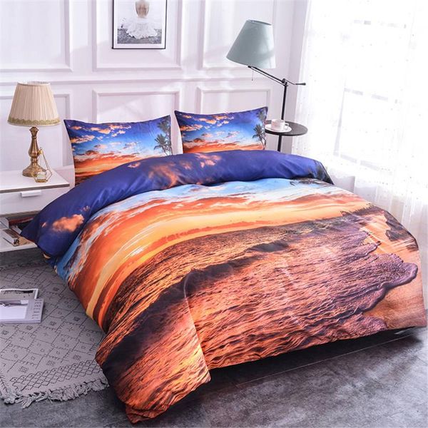 

zeimon hawai styles soft 3d bedding set beach palm tree printed sun duvet cover set 2/3pcs bedclothes  king size