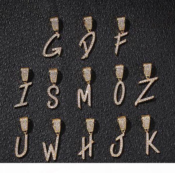 

custom name a- z cursive letters pendant necklace for men women gifts cubic zirconia necklace hip hop jewelry, Silver