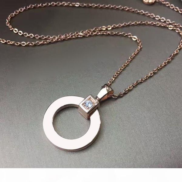 

e new fashion brand titanium steel necklace 18k gold rose silver single ring necklace for catwalk and couple gifts