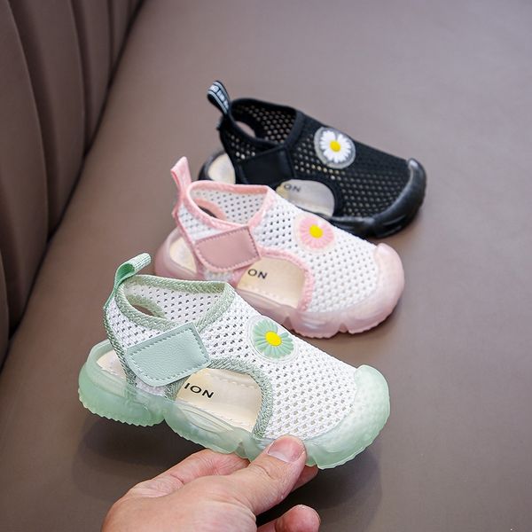 

87bx0 2020 children's infant male and female children's mesh magic sticker solid soft bottom solid color mesh sandals sports shoes, Black;red