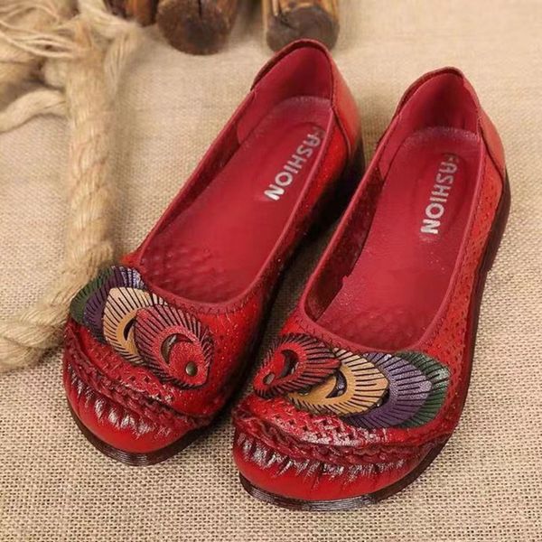 

women's shoes for middle-aged and elderly large size comfortable shallow mouth round head national style mother's shoes, Black