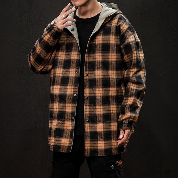 

airgracias autumn jacket men double-sided wear outwear clothing long jacket mens lightweight hooded coat pockets casual coats, Black;brown