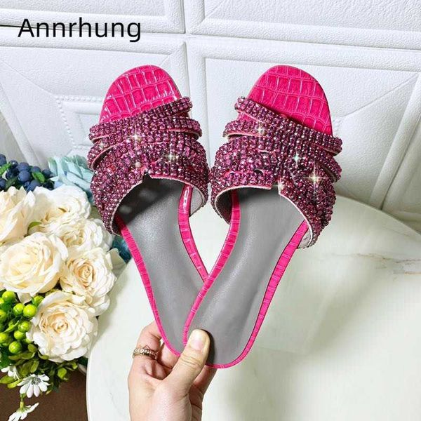 

jeweled crystal flip flops candy color stone grain genuine leather flat slippers women rhinestone summer shoes woman, Black