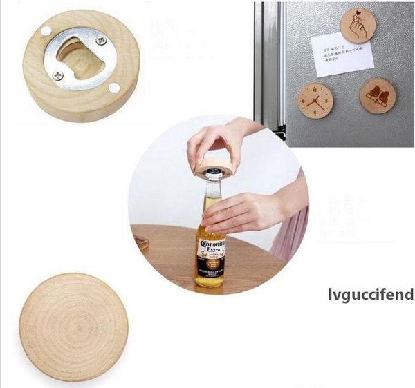 

blank diy wooden round shape beer bottle opener coaster fridge magnet decoration beer bottle opener epacket