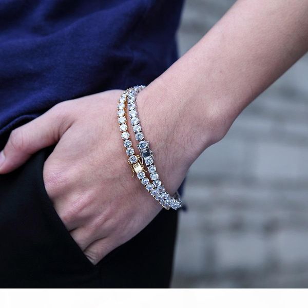 

новая мода 14k золото браслет mens box цепь браслет полного rhinestone кристалл хип-хоп ювелирный браслет из нержавеющей стали браслетов для, Black