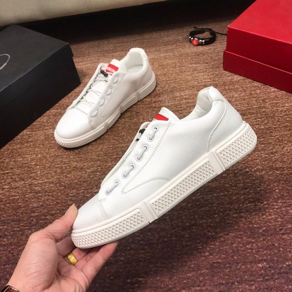 

2020 new high-end men's leather elastic laces youth low-casual shoes, high-quality fashionable outdoor sports shoes, size: 38-45, Black