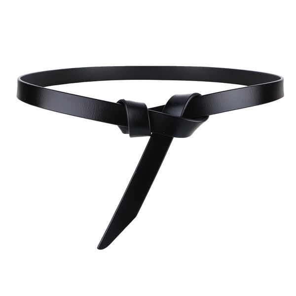 

new cowskin soft knot belt woman genuine leather belts for women luxury fashion thin waistband black ceinture femme, Black;brown