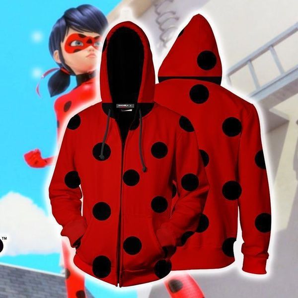 

новая внешняя популярная анимация божья коровка девушка hoodie свитер коровка анимация 3d свитер copplay балахон, Black