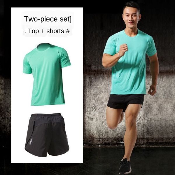

fitness running suit quick-drying fake clothes shorts clothes two-piece shorts marathon sports t-shirt t-shirt t-shirt, White;black
