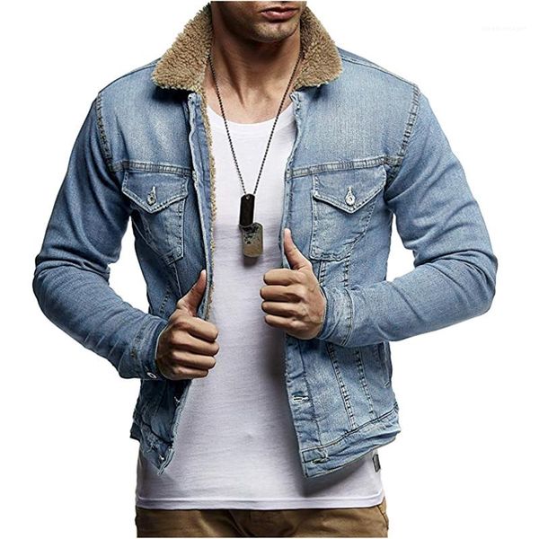 

coats casual stand collar winter autumn homme outerwears denim mens jackets thick streetstyle slim long sleeve man, Black;brown