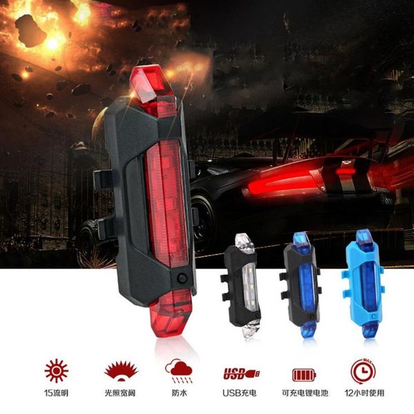 

портативный usb аккумуляторная tail задний свет велоспорт водить велосипед сзади безопасности предупреждение light taillight лампа super bri