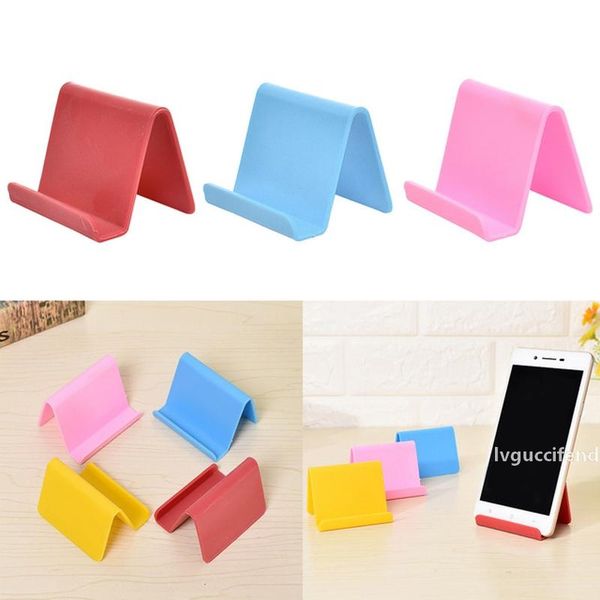 

plastic phone holder fixed holder candy color kitchen organizer mini portable business card holder mobile phone stand household lx2915