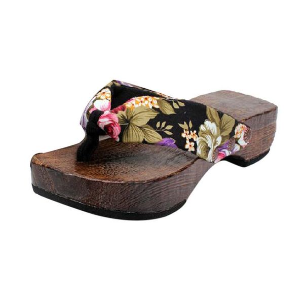 

platform wood sandals women shoes clog wooden summer slippers women flip flops women 2019, Black
