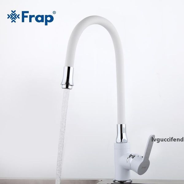 

frap new white kitchen sink faucets mixer chrome brass single handle 360 degree rotation and cold water tap torneira f4041 t200424