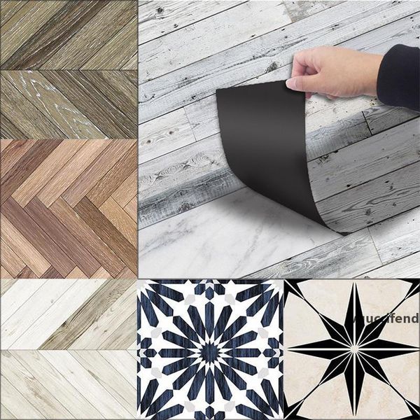 

3d floor stickers waterproof tiles in wall stickers wood self adhesive pvc wallpaper for bathroom living room home decor 20*300 t200111