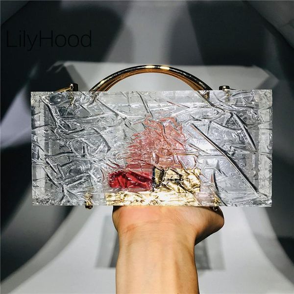 

women 2020 fashion clear pvc clutch bag female transparent ice acrylic cuboid shaped evening party feminine chain messenger bag