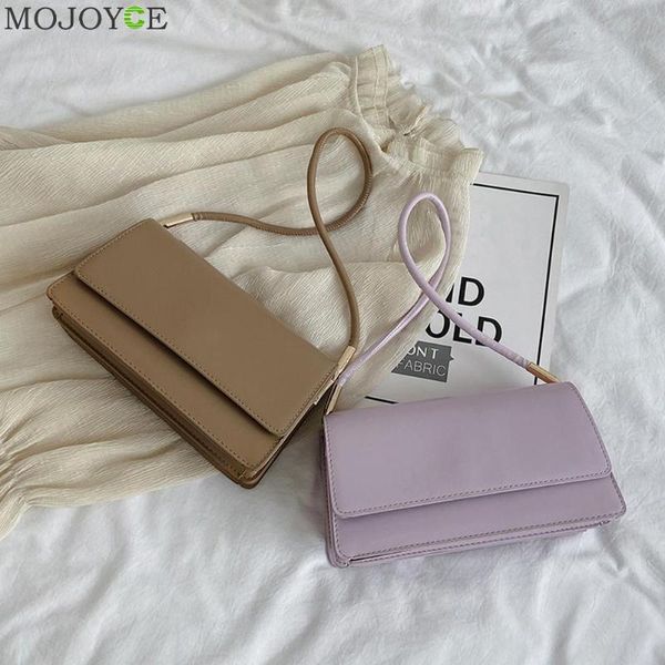 

fashion solid color handbag women portable totes pu leather flap underarm shoulder bags
