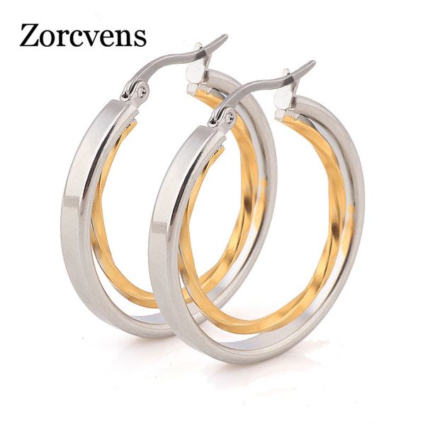

zorcvens 2020 new promotion earrings wedding jewelry gold color lady hoop earrings for women, Golden;silver