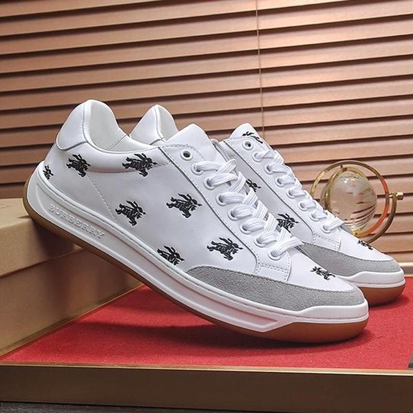 

sports shoes mens casual luxury sneakers outdoor low heel lace up perforated logo leather tennis sneakers zapatos de hombre men shoes m #28