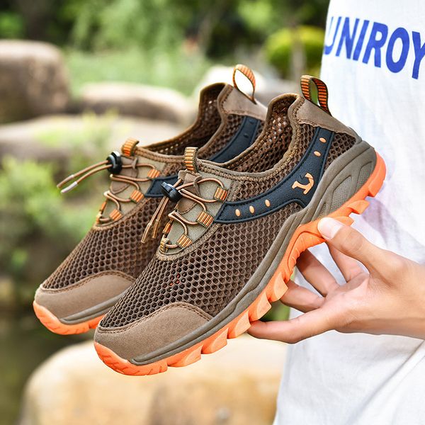 

summer outdoor hiking shoes men breathable mesh camping climbing trekking shoes women and men tactical travel sneakers, Black