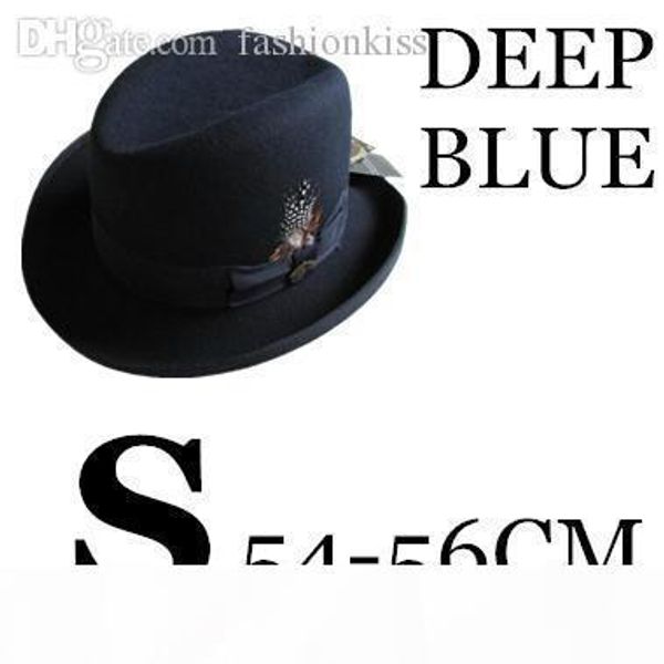 

f wholesale -traditional wool felt homburg fedora hat godfather hat, Blue;gray