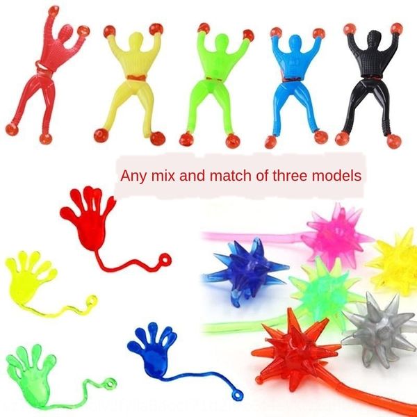 

sticky hand in childhood elastic soft toy jump spider-man small sticky toy june 1 children's day wall climbing superman