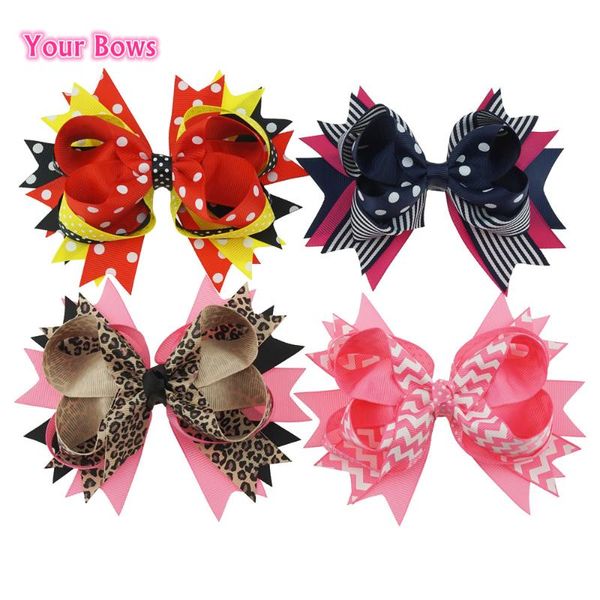 

hair accessories your bows 5.5 inches cute hairpin girls striped ribbon clips headbands girl headwear kids, Slivery;white